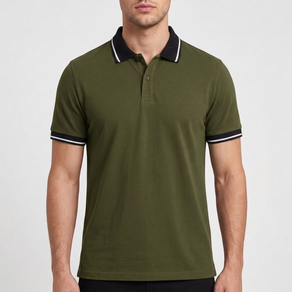 Men's Contrast Collar Polo Shirt