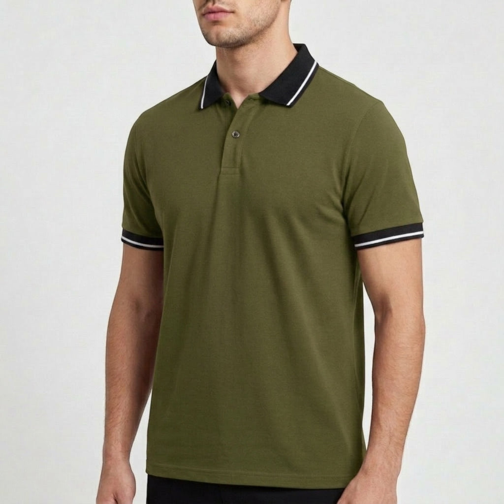 Men's Contrast Collar Polo Shirt