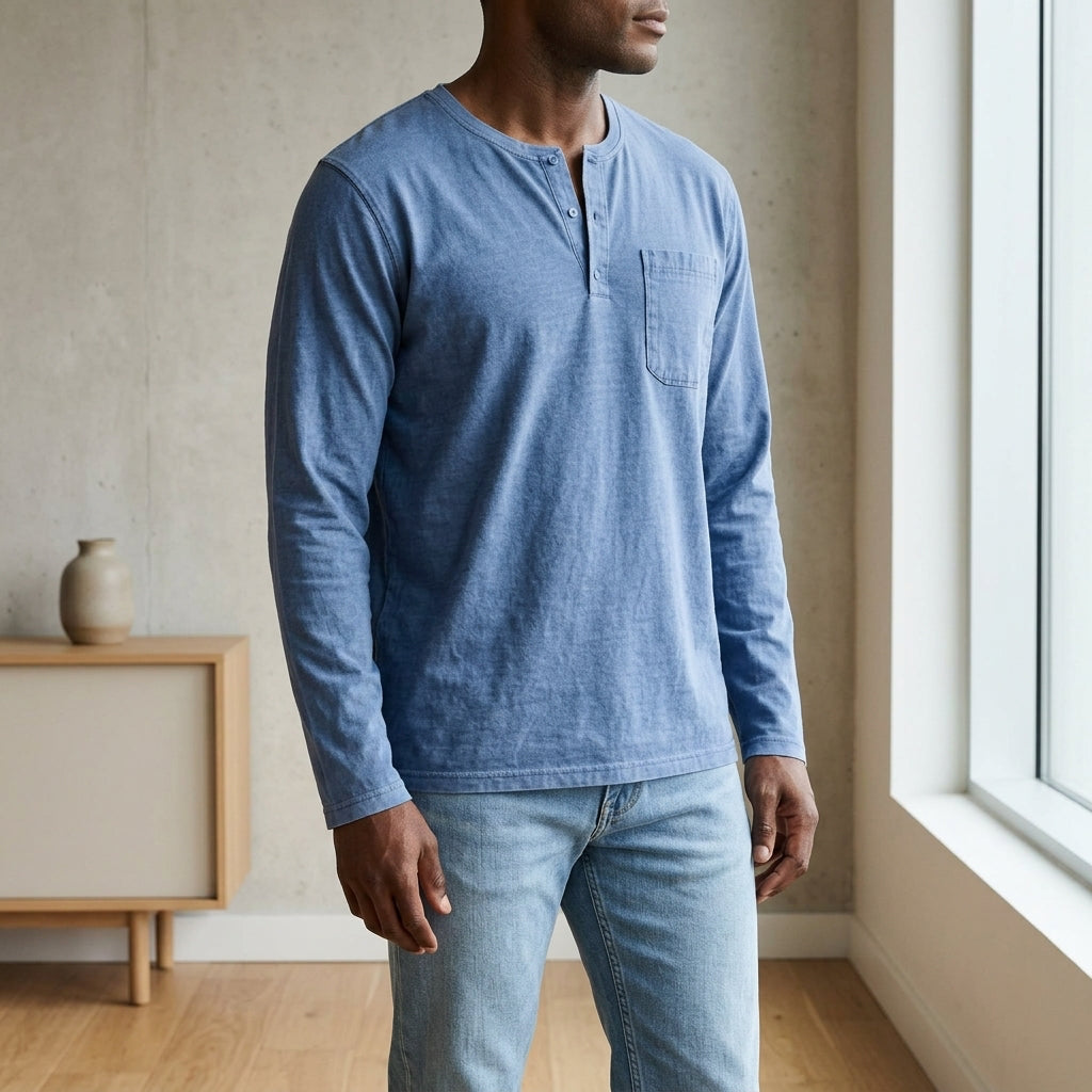 Men's Long Sleeve Henley Shirt