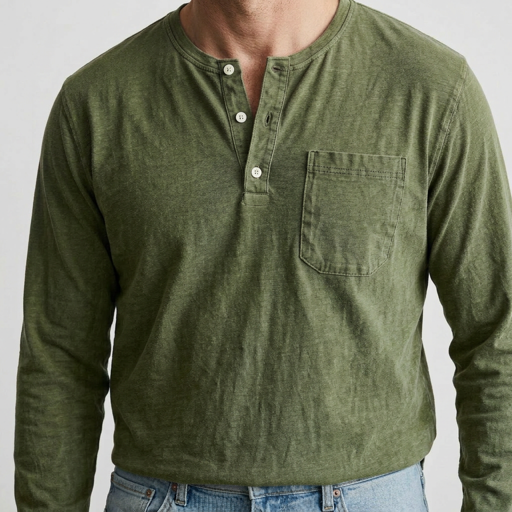 Men's Long Sleeve Henley Shirt