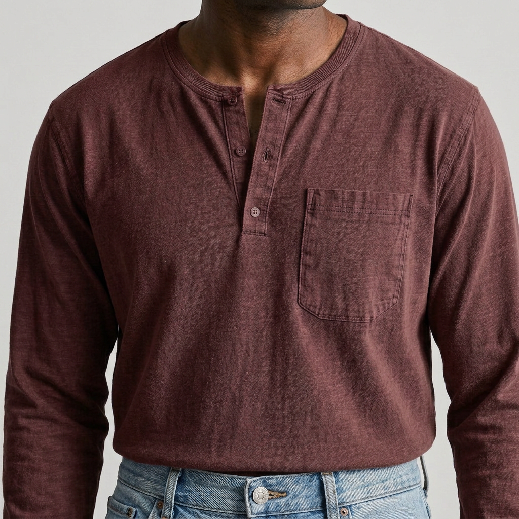 Men's Long Sleeve Henley Shirt
