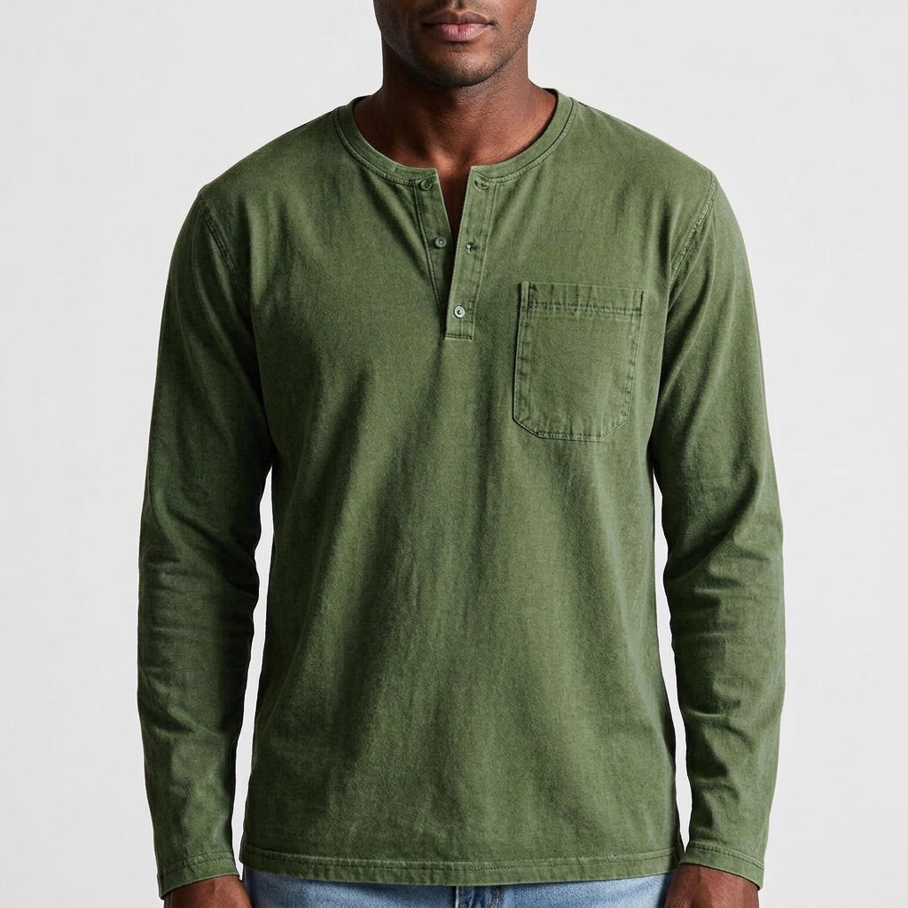 Men's Long Sleeve Henley Shirt