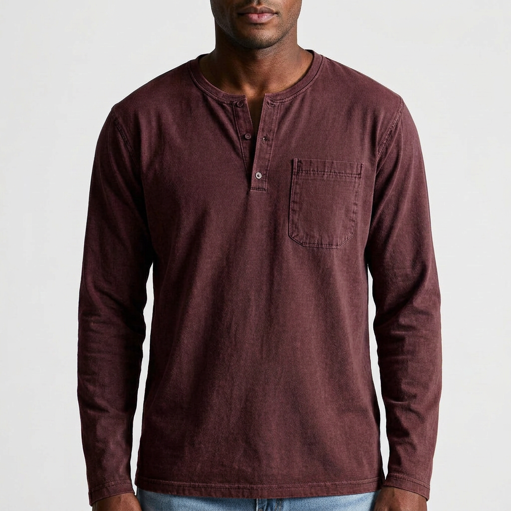 Men's Long Sleeve Henley Shirt