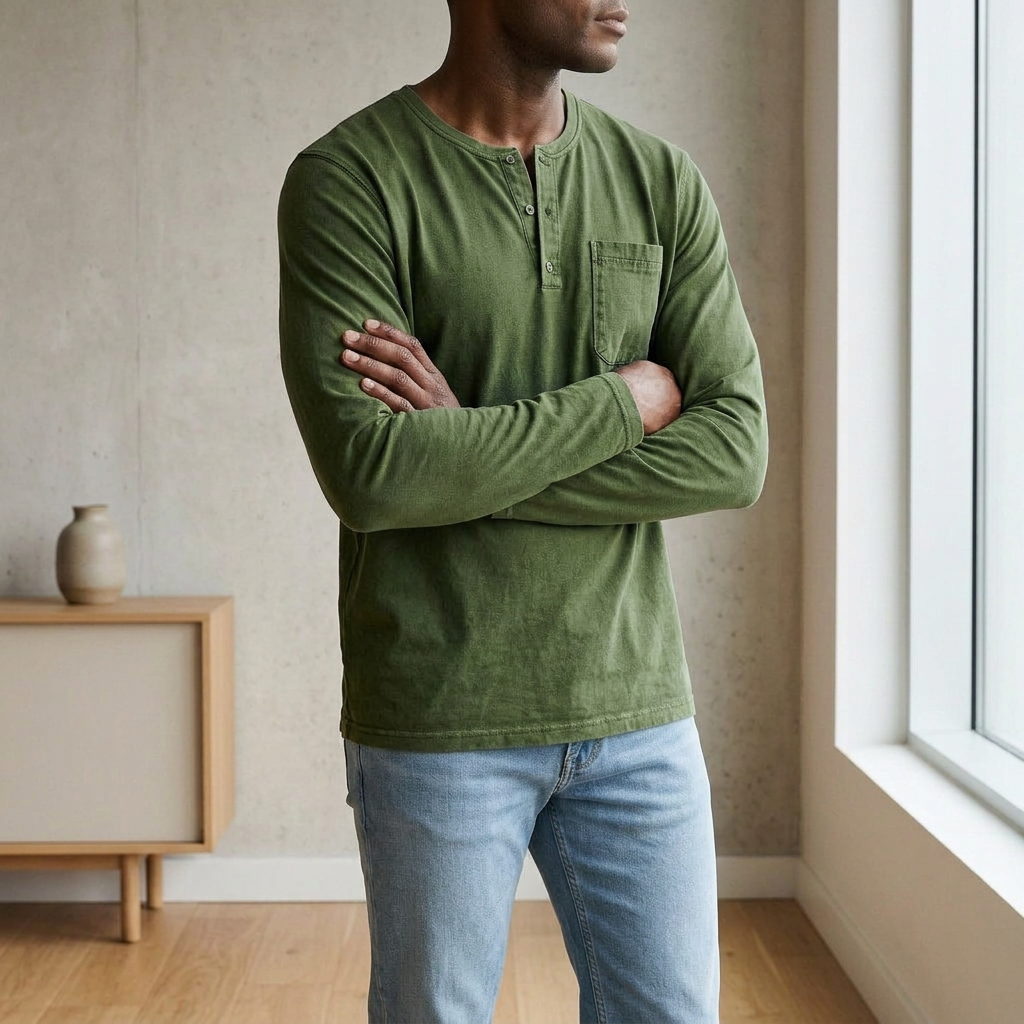 Men's Long Sleeve Henley Shirt