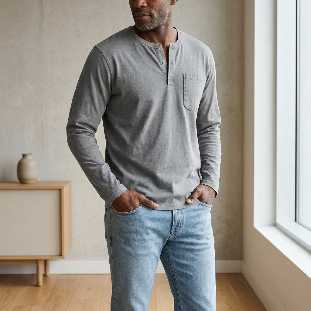 Men's Long Sleeve Henley Shirt