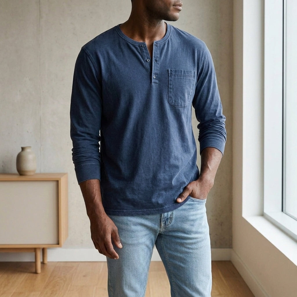 Men's Long Sleeve Henley Shirt