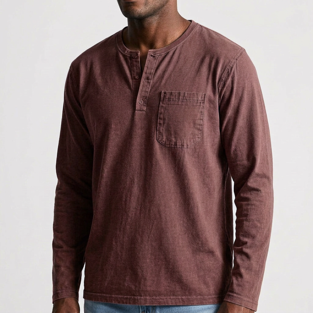 Men's Long Sleeve Henley Shirt