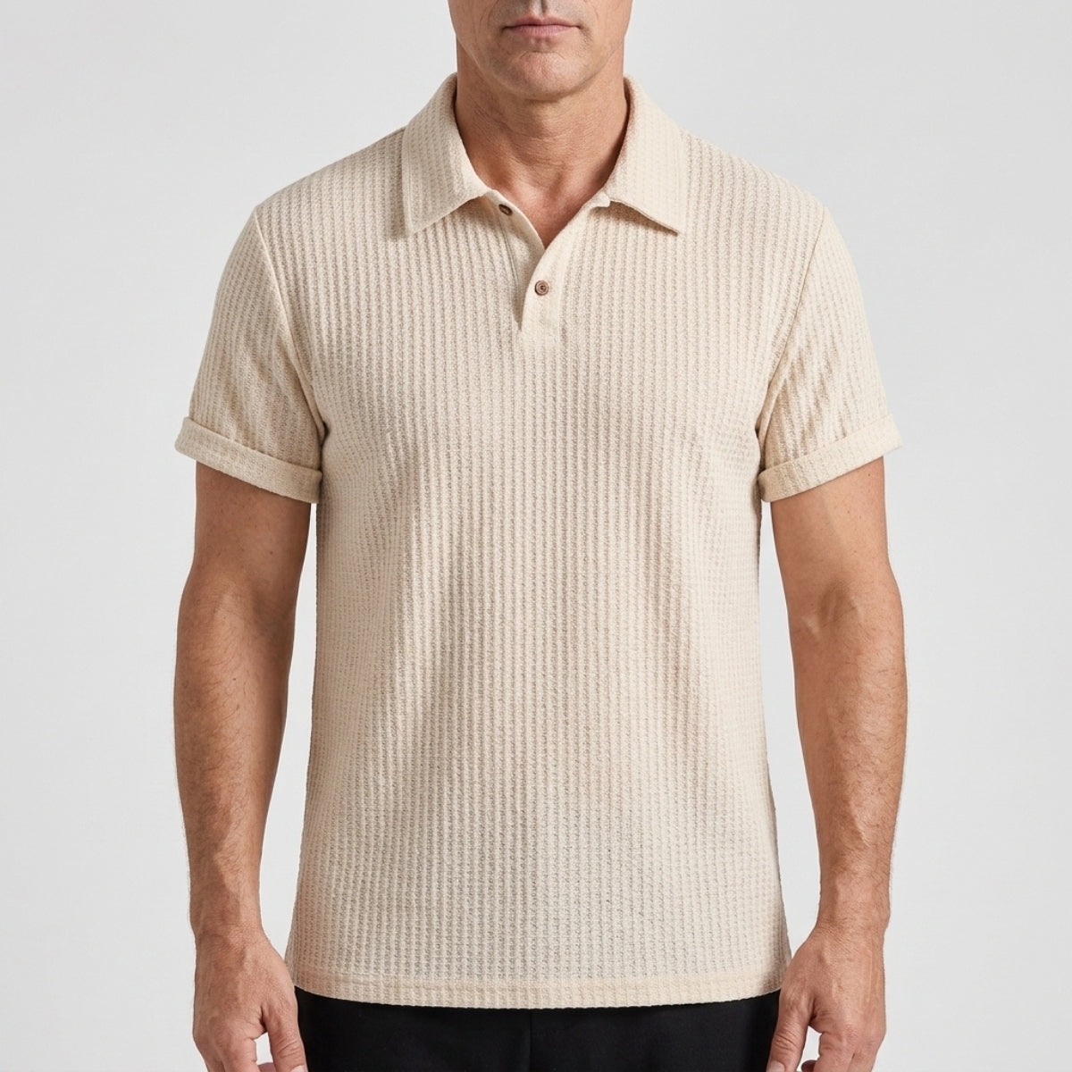 Men's Textured Knit Polo Shirt
