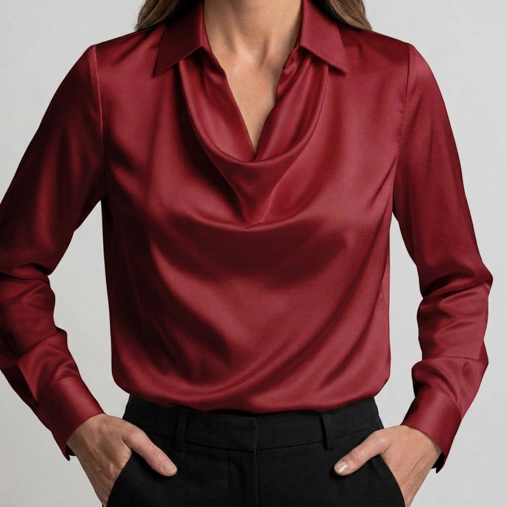 Women's Draped Neck Collared Blouse