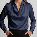 Women's Draped Neck Collared Blouse