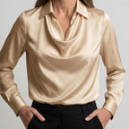 Women's Draped Neck Collared Blouse