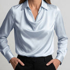 Women's Draped Neck Collared Blouse