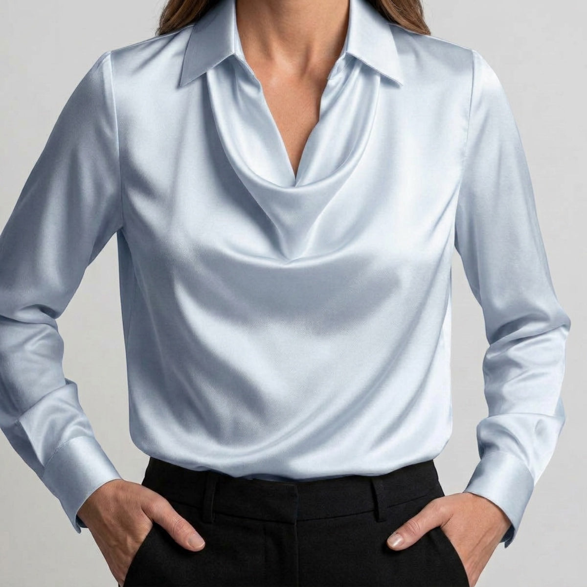 Women's Draped Neck Collared Blouse