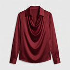 Women's Draped Neck Collared Blouse