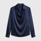 Women's Draped Neck Collared Blouse