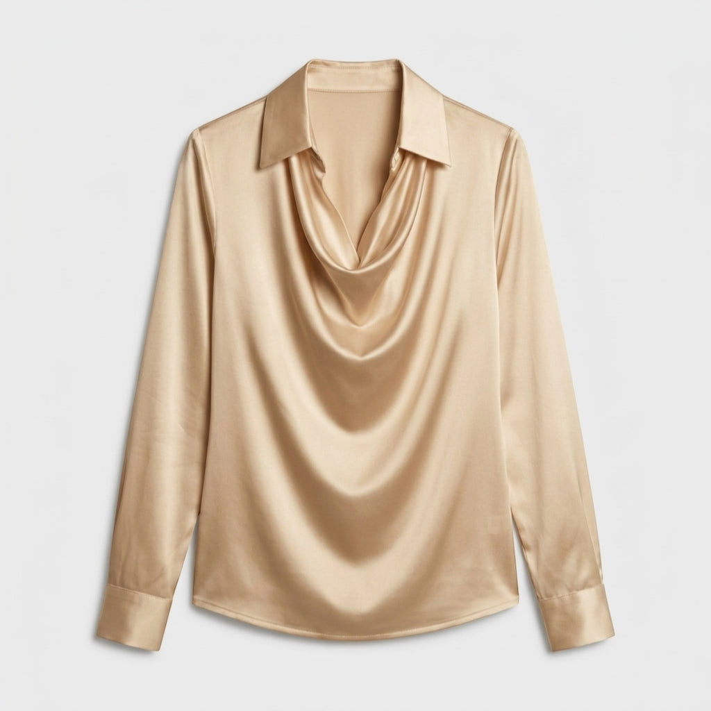 Women's Draped Neck Collared Blouse