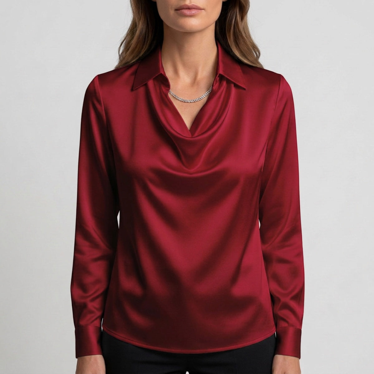 Women's Draped Neck Collared Blouse