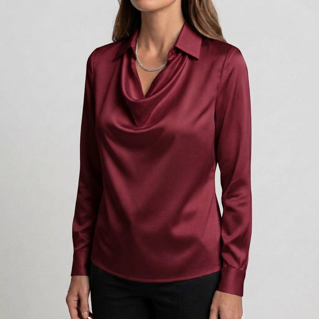 Women's Draped Neck Collared Blouse