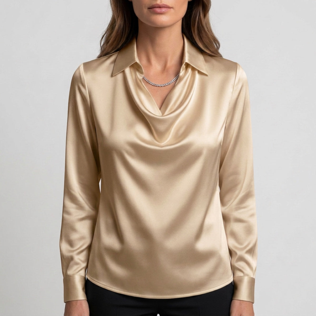 Women's Draped Neck Collared Blouse