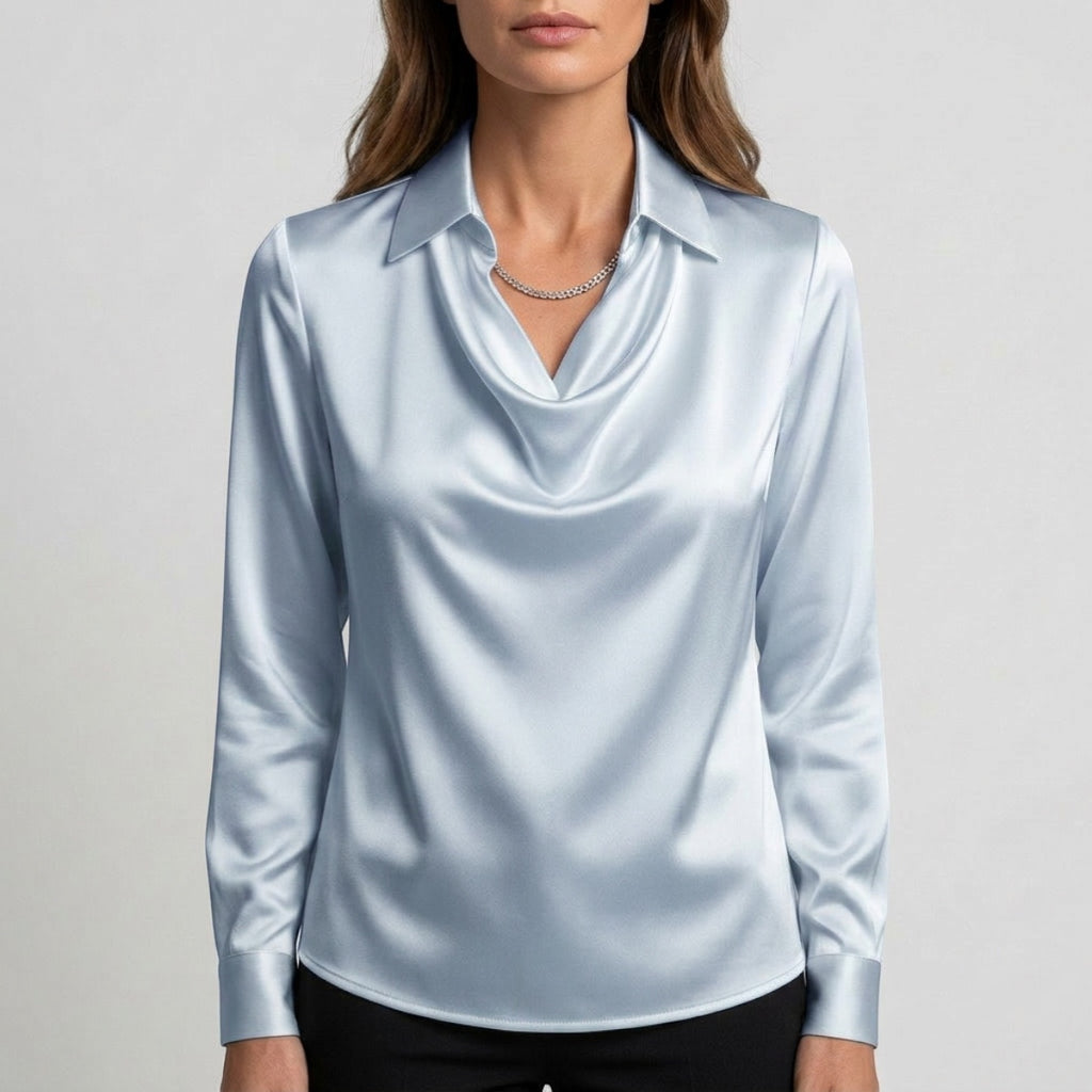 Women's Draped Neck Collared Blouse