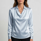Women's Draped Neck Collared Blouse