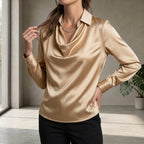 Women's Draped Neck Collared Blouse