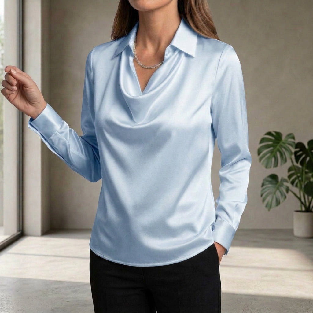 Women's Draped Neck Collared Blouse