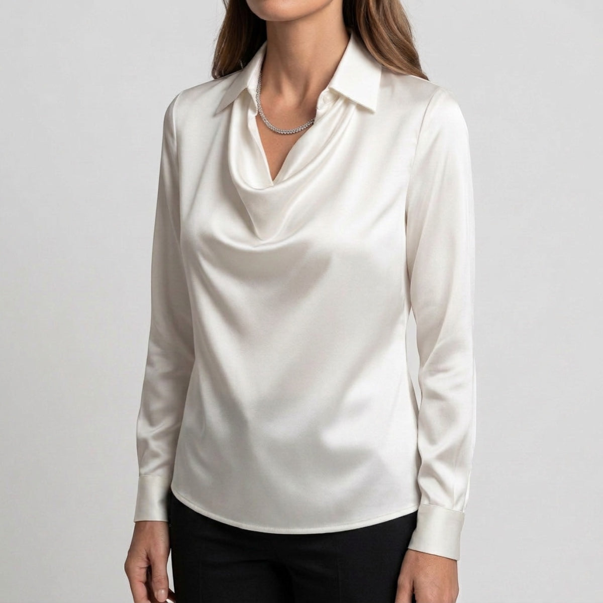 Women's Draped Neck Collared Blouse