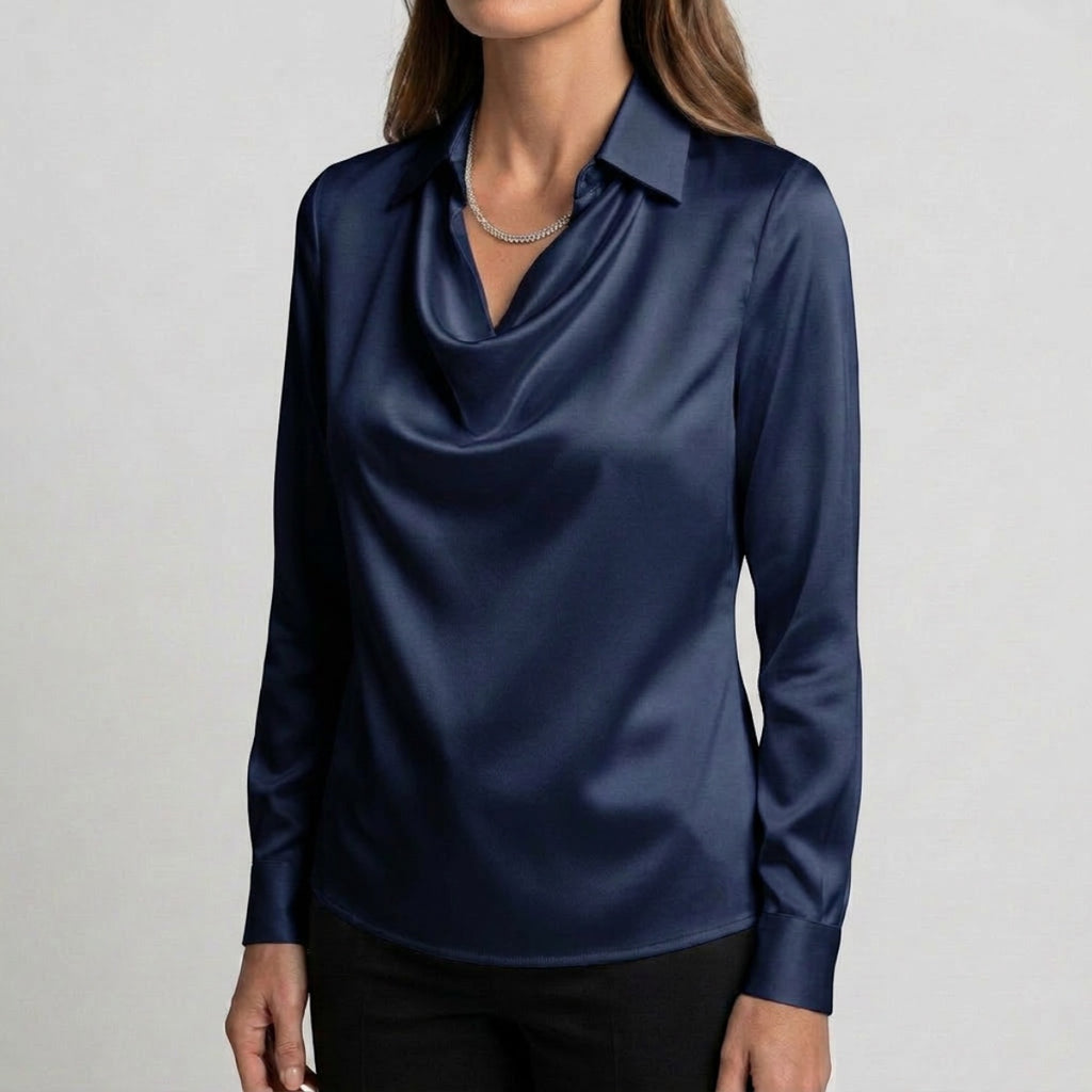 Women's Draped Neck Collared Blouse