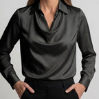 Women's Draped Neck Collared Blouse