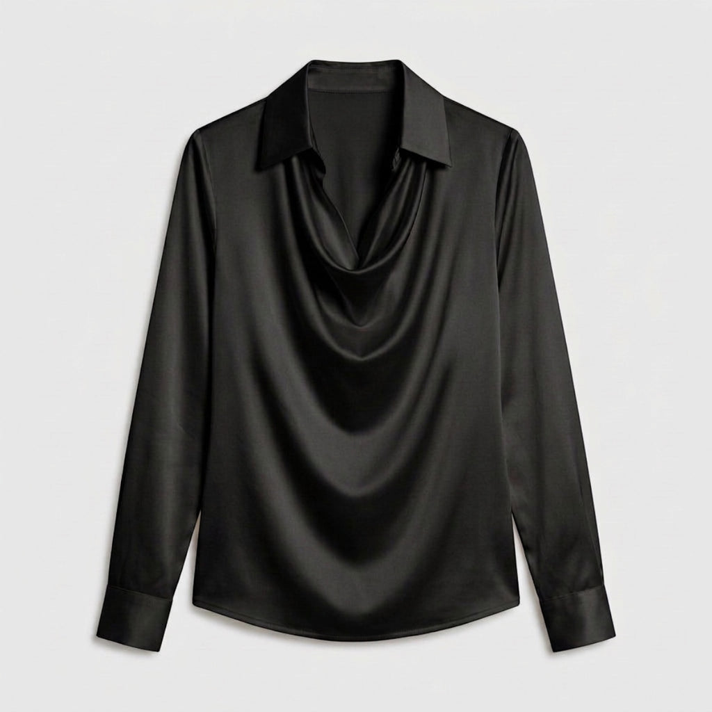 Women's Draped Neck Collared Blouse