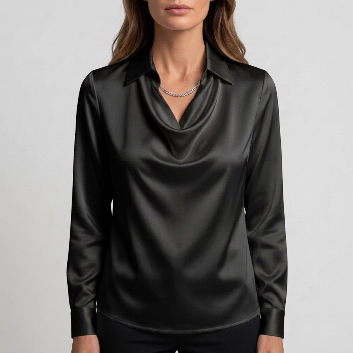 Women's Draped Neck Collared Blouse