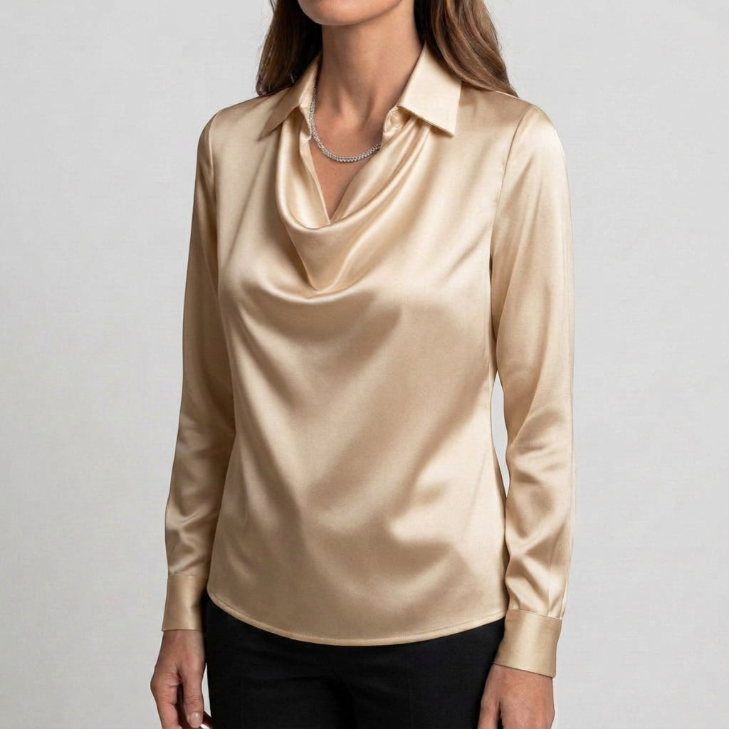 Women's Draped Neck Collared Blouse