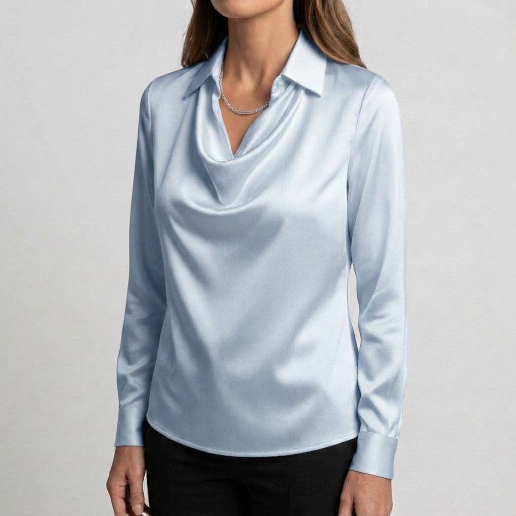 Women's Draped Neck Collared Blouse
