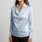 Women's Draped Neck Collared Blouse