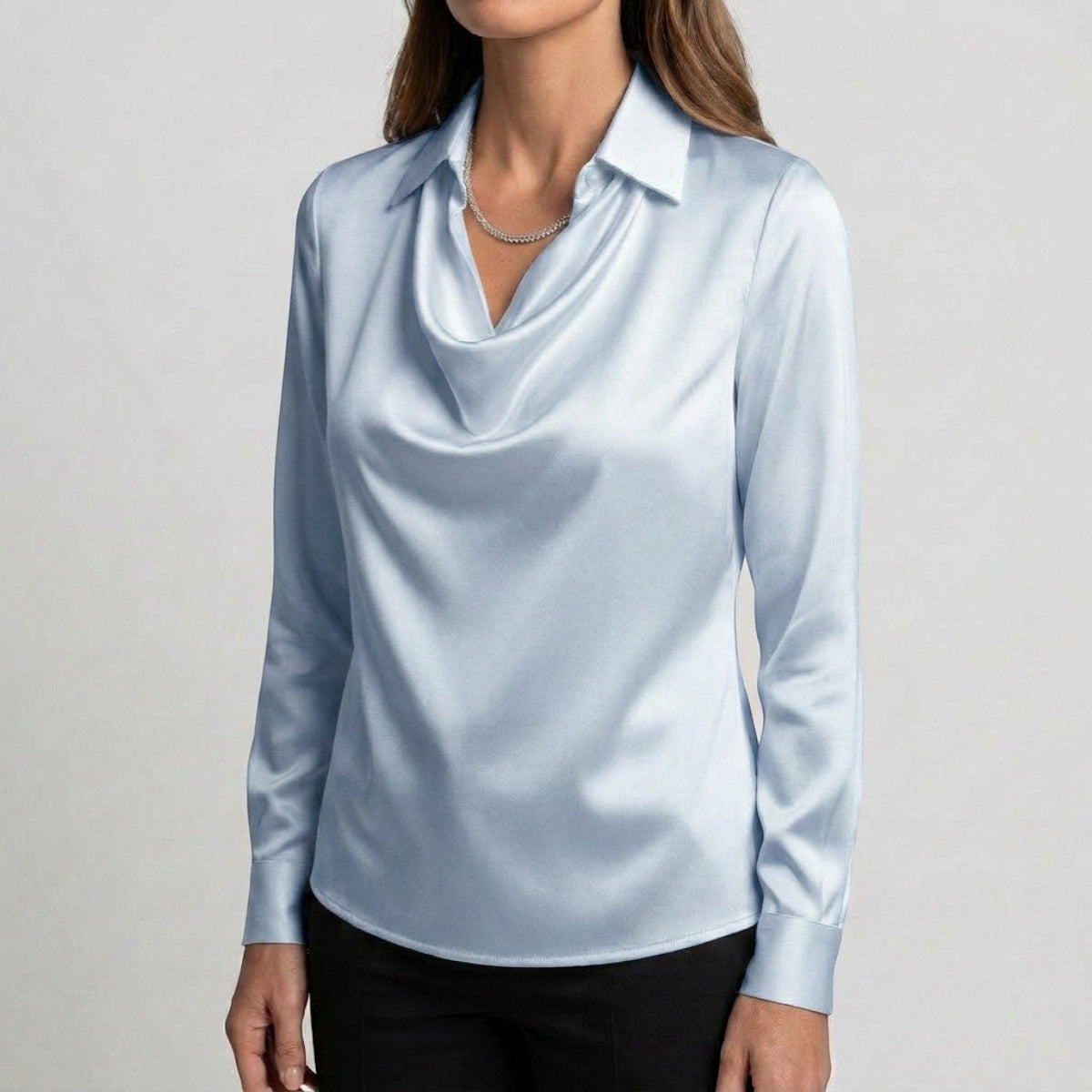 Women's Draped Neck Collared Blouse