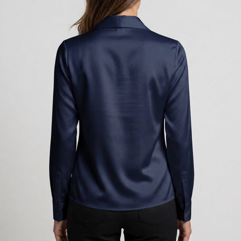 Women's Draped Neck Collared Blouse