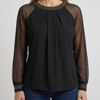 Women's Embellished Sheer Sleeve Blouse