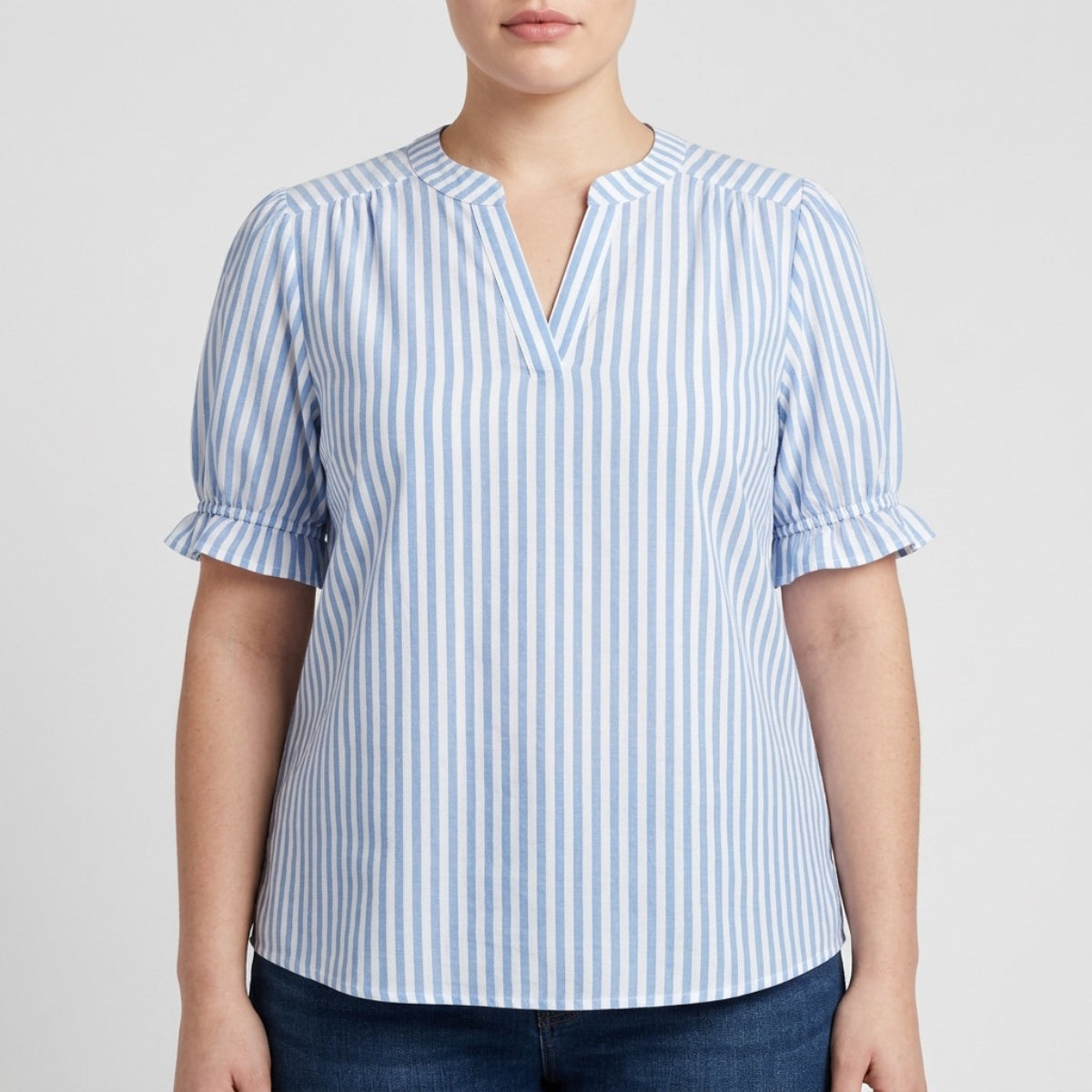 Women's Puff Sleeve Striped Blouse