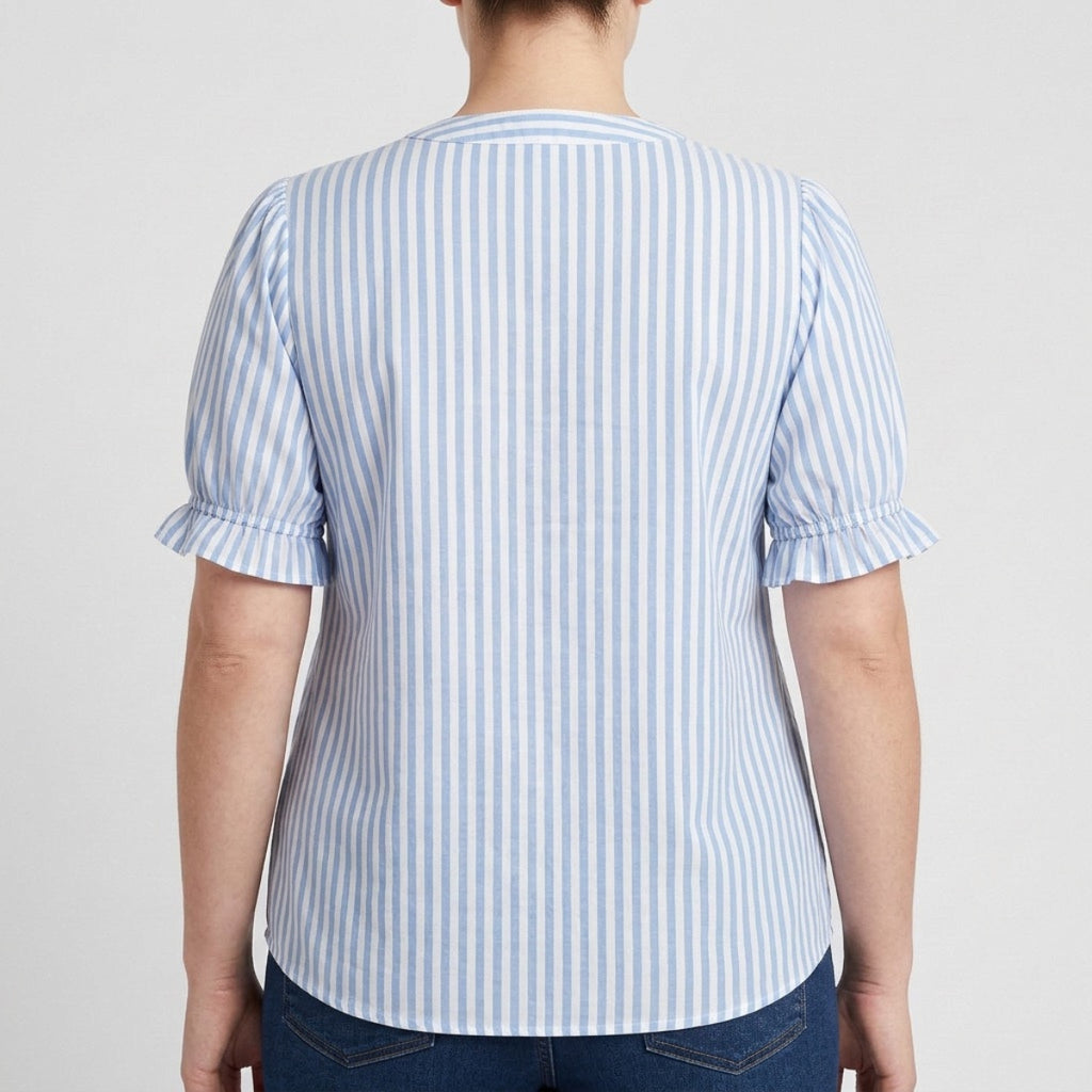 Women's Puff Sleeve Striped Blouse