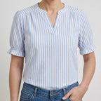 Women's Puff Sleeve Striped Blouse