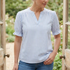 Women's Puff Sleeve Striped Blouse