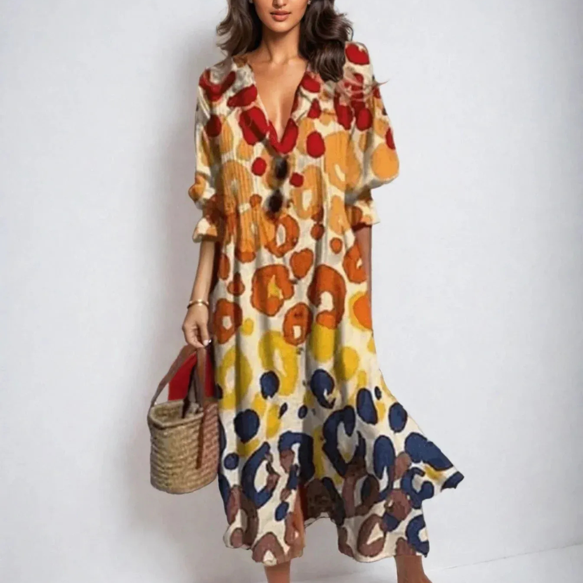 Women's Relaxed Boho Maxi Dress in Yellow