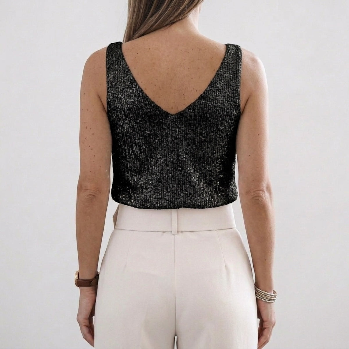 Women's Sequin V-Neck Tank Top
