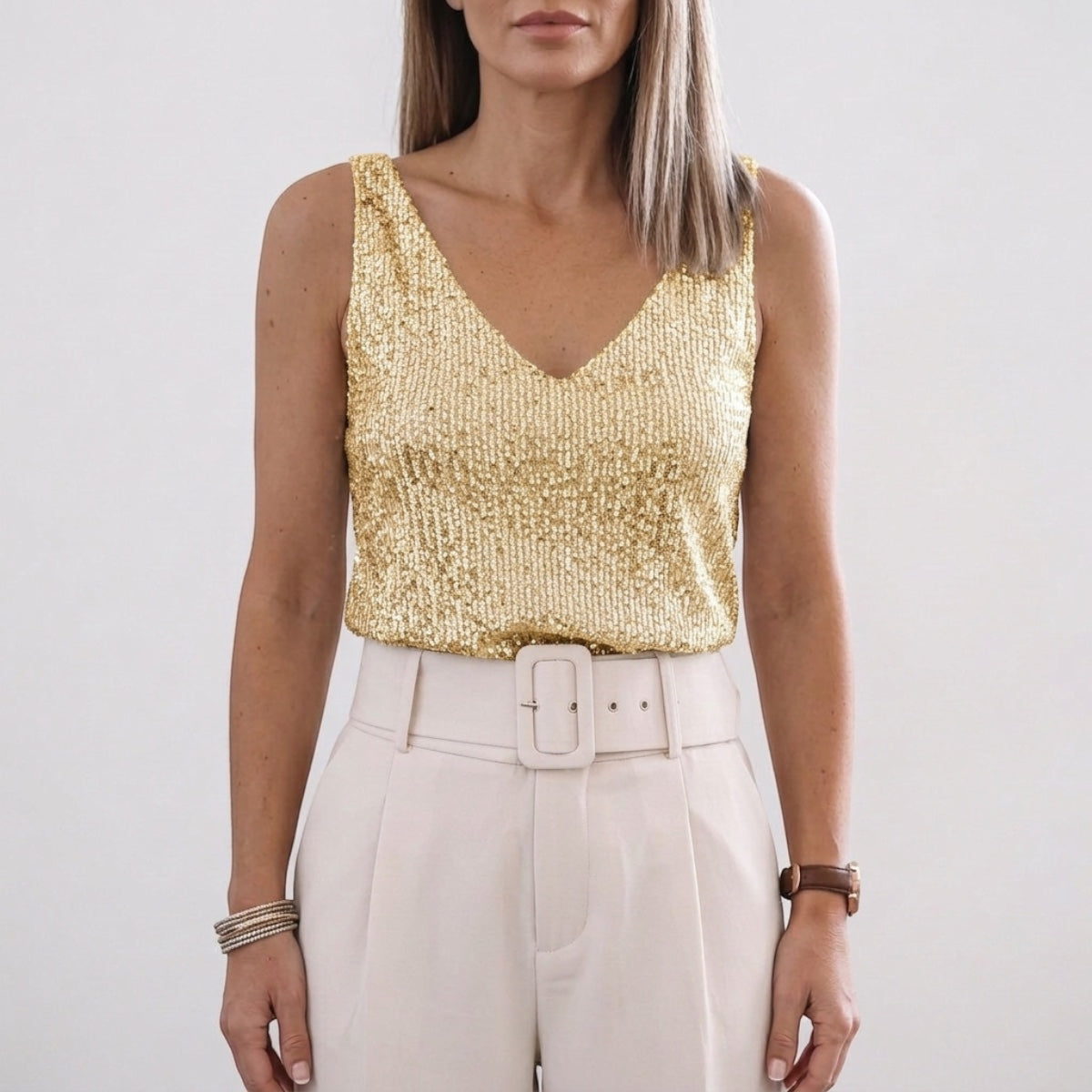 Women's Sequin V-Neck Tank Top