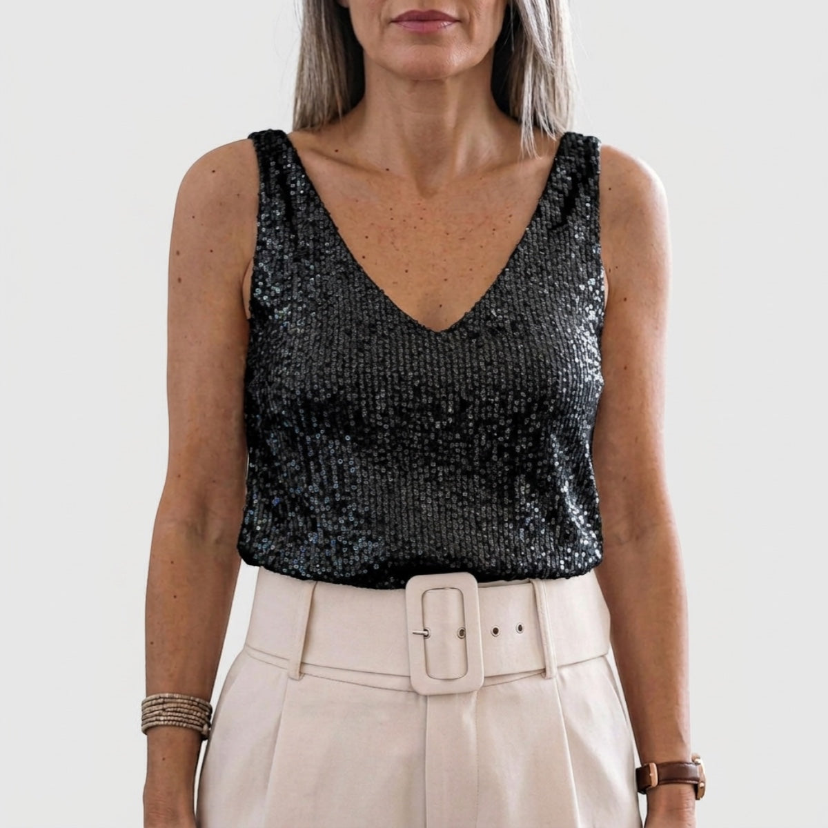 Women's Sequin V-Neck Tank Top