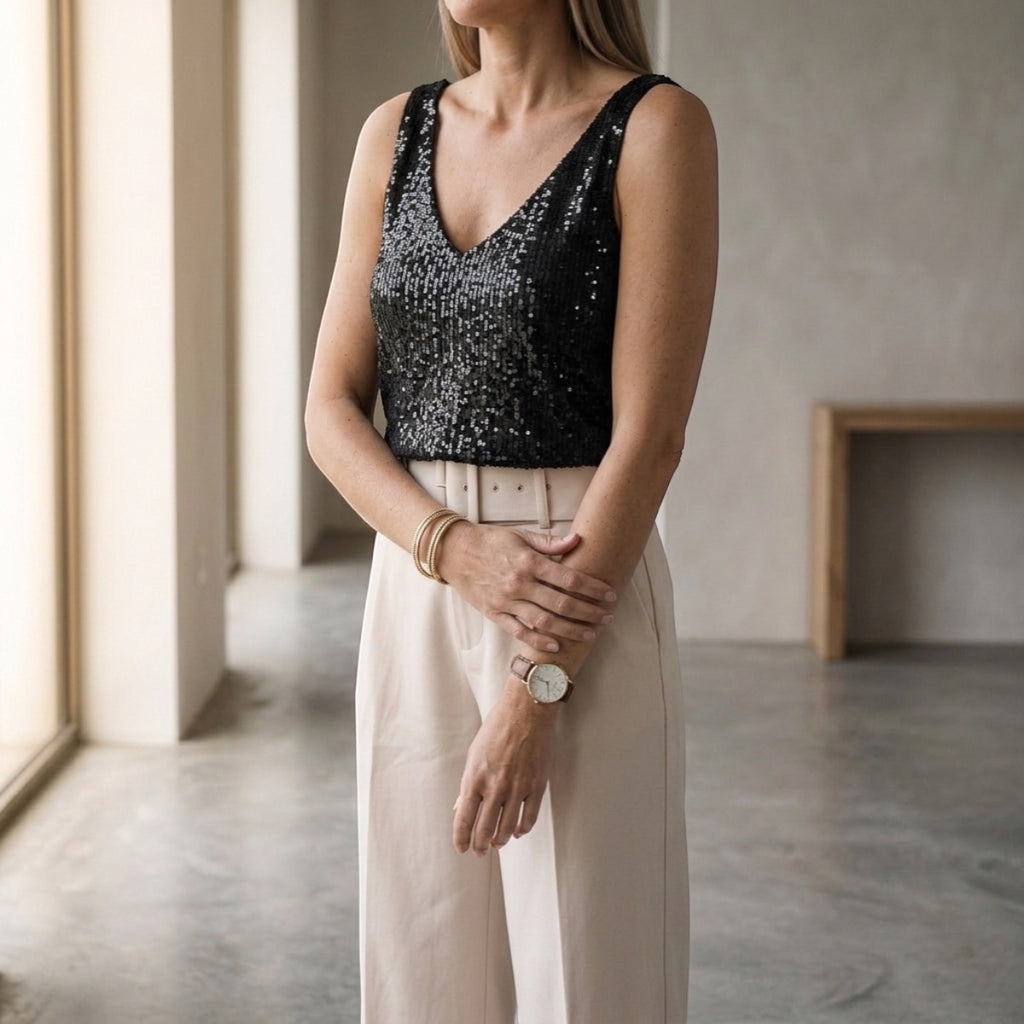 Women's Sequin V-Neck Tank Top