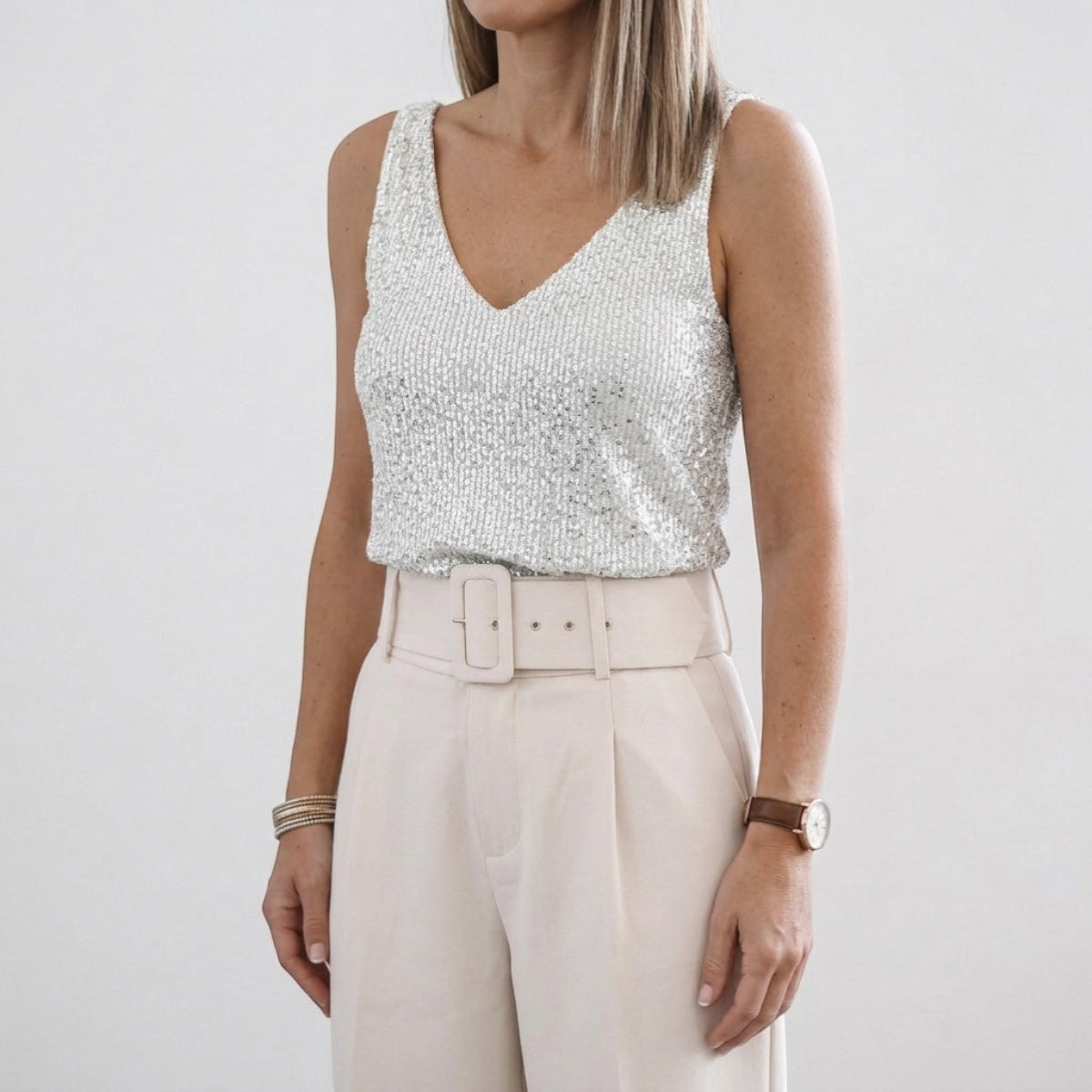 Women's Sequin V-Neck Tank Top