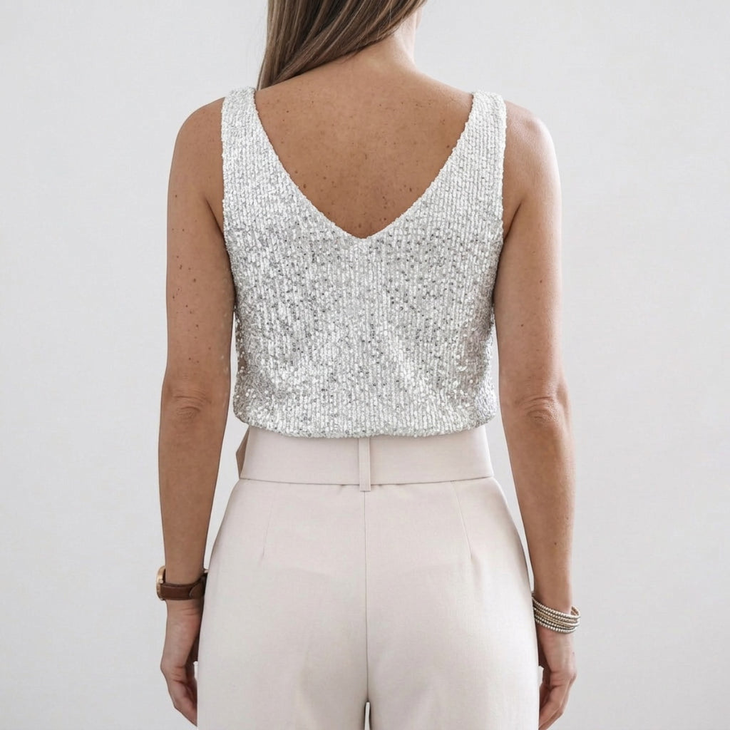 Women's Sequin V-Neck Tank Top