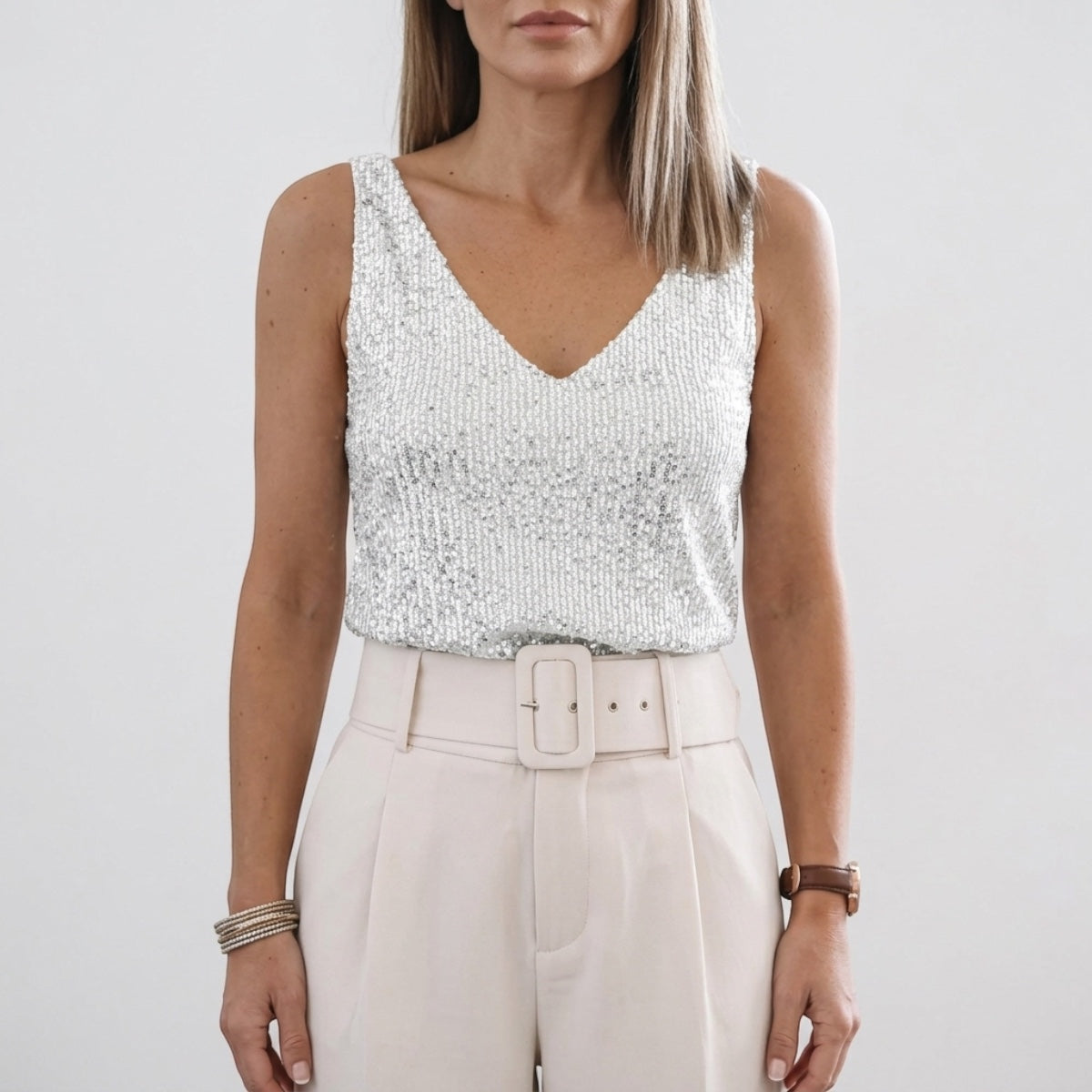 Women's Sequin V-Neck Tank Top